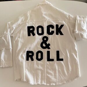 Elan White Varsity Jacket with Black Lettering